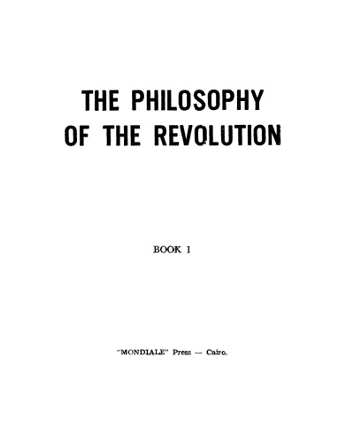 The philosophy of the revolution. Book 1