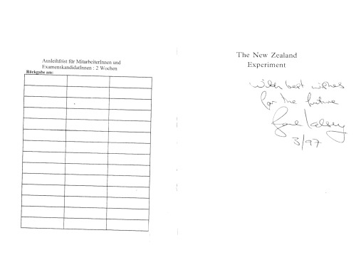 The New Zealand Experiment. A World Model for Structural Adjustment