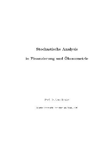 Stochastische Analysis in Finanzierung und Oekonometrie 001