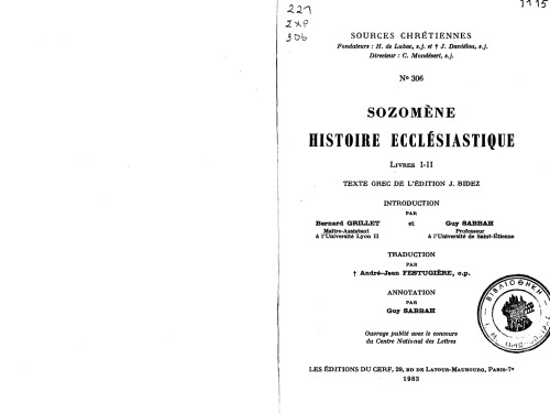 Histoire ecclésiastique Sozomène