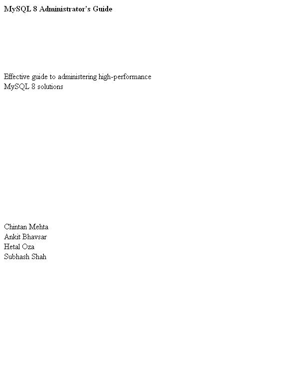 MYSQL 8 Administrator’s Guide