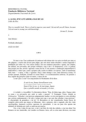 A alma encantadora das ruas