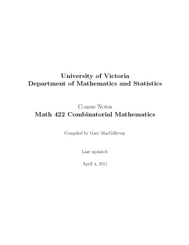 Combinatorial Mathematics [lecture notes]