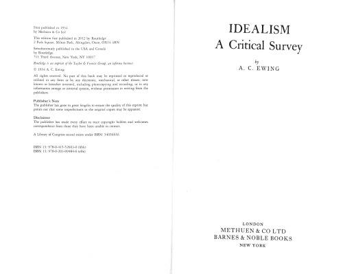 Idealism: A Critical Survey