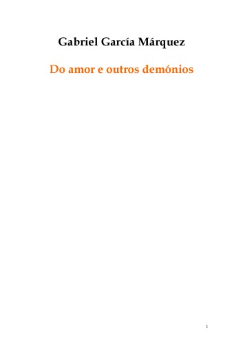 Do Amor e outros Demonios