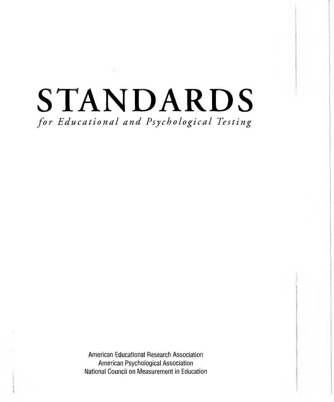 Standards for educational and psychological testing
