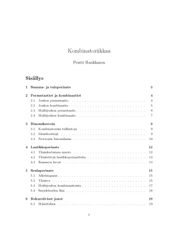 Kombinatoriikkaa [lecture notes]