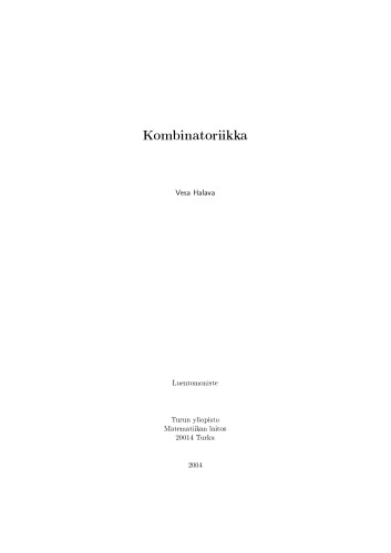 Kombinatoriikka [lecture notes]