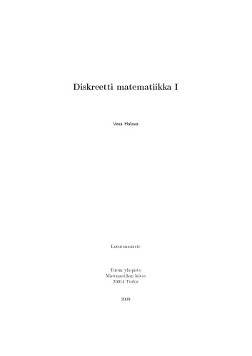 Diskreetti matematiikka I [lecture notes]