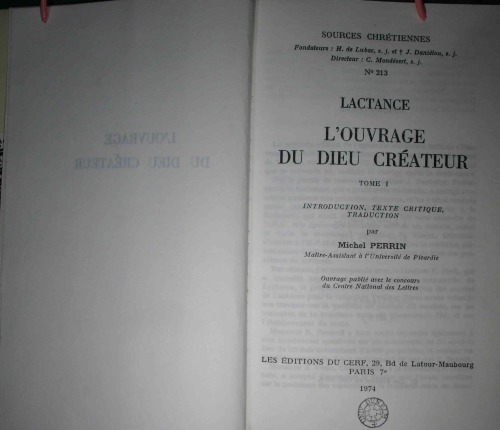 L’Ouvrage du Dieu créateur, introduction, texte critique et traduction