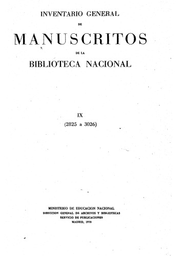 Inventario general de los manuscritos de la Biblioteca nacional
