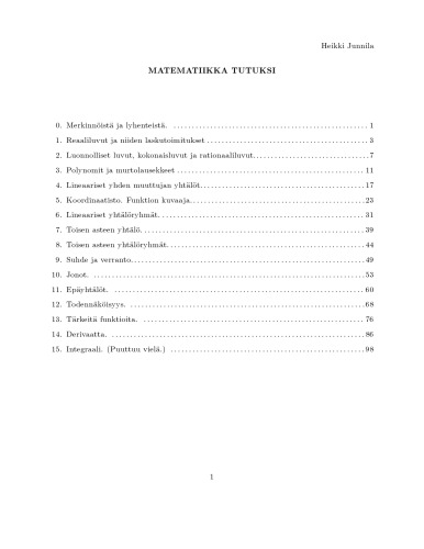 Matematiikka tutuksi [lecture notes]