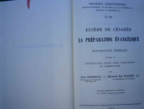 Préparation évangélique, Livre I