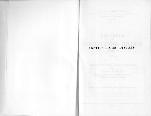 Institutions divines, Livre V, introduction, texte et traduction, tome I