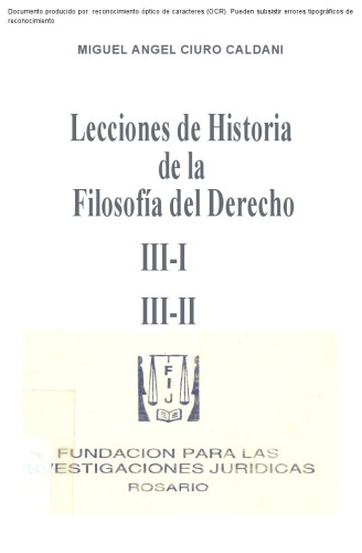 Lecciones de Historia de la Filosofia del Derecho