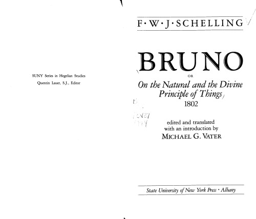 Bruno, or On the Natural and Divine Principle of Things