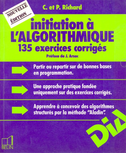 Initiation à l’algorithmique - 135 exercices corrigés