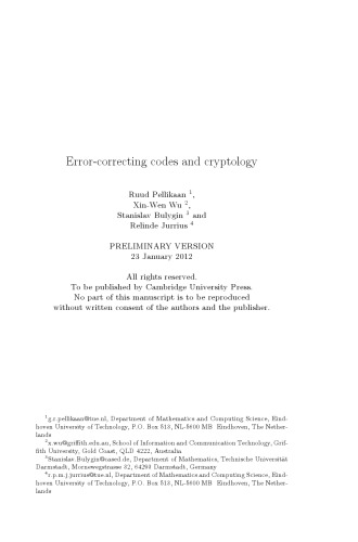 Error-correcting codes and cryptology
