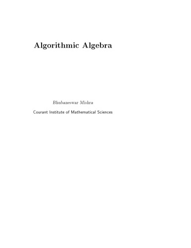 Algorithmic Algebra