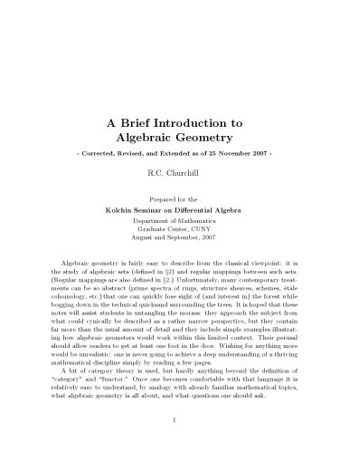 A brief introduction to algebraic geometry