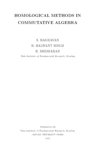 Homological methods in commutative algebra