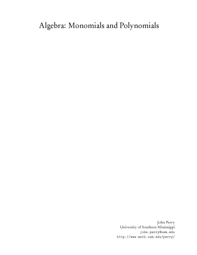 Algebra: monomials and polynomials [lecture notes]