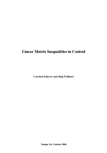 Linear matrix inequalities in control
