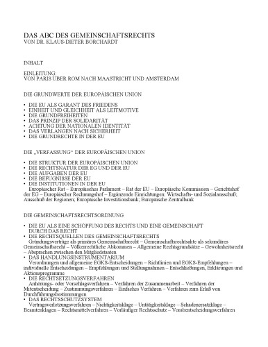 Das ABC des Gemeinschaftsrechts