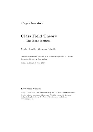 Class field theory. The Bonn lectures