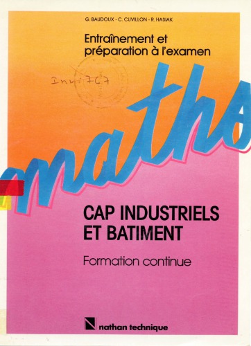 Mathématiques : CAP industriels, bâtiment, formation continue