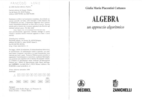 Algebra. Un approccio algoritmico