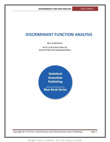 Discriminant Function Analysis