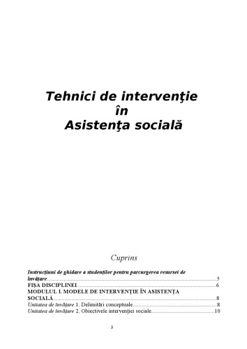 Tehnici de interventie in asistenta sociala