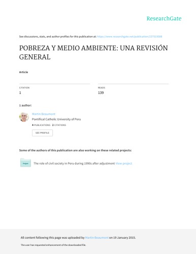 Pobreza y Ambiente: Una revisión general