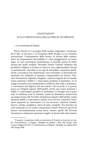 Annotazioni sulla cronologia delle omelie di Origene