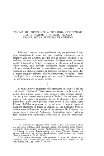 L’anima di Cristo nella teologia occidentale tra il Quarto e il Sesto secolo.1986 - Augustinianum 26 (1-2):261-272, Origen of Alexandria