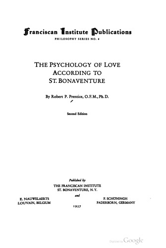 The Psychology of Love According to St. Bonaventure