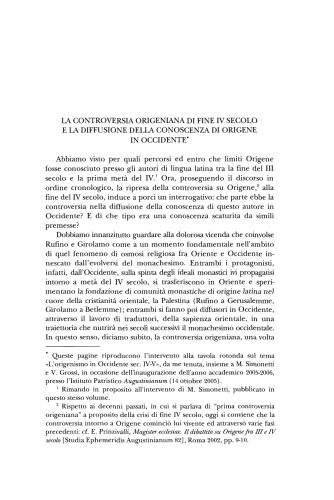 La controversia origeniana di fine IV secolo e la diffusione della conoscenza di Origene in Occidente. - 2006 - Augustinianum 46 (1):35-50. Origen of Alexandria