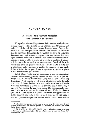 All’origine della formula teologica uno essenza / tre ipostasi.  - 1974 - Augustinianum 14 (1):173-175. Origen of Alexandria