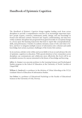 Handbook of epistemic cognition