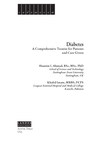 Diabetes : a comprehensive treatise for patients and care givers