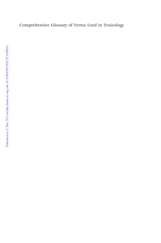 Comprehensive glossary of terms used in toxicology