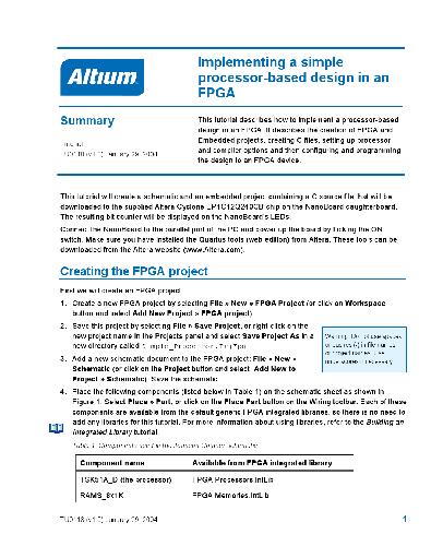 Implementing a Simple Processor-Based Design in an FPGA