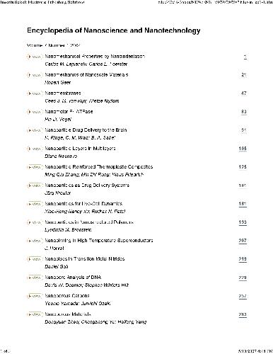 Encyclopedia of Nanoscience and Nanotechnology