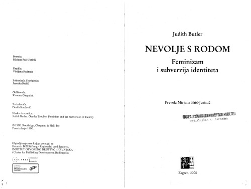 Nevolje s rodom. Feminizam i subverzija identiteta