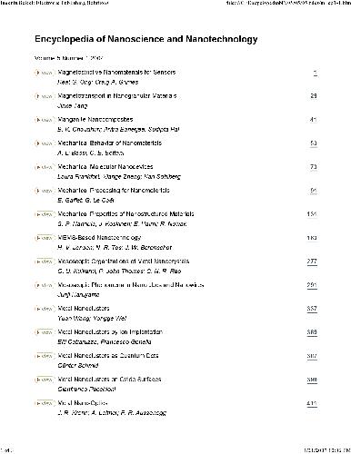 Encyclopedia of Nanoscience and Nanotechnology