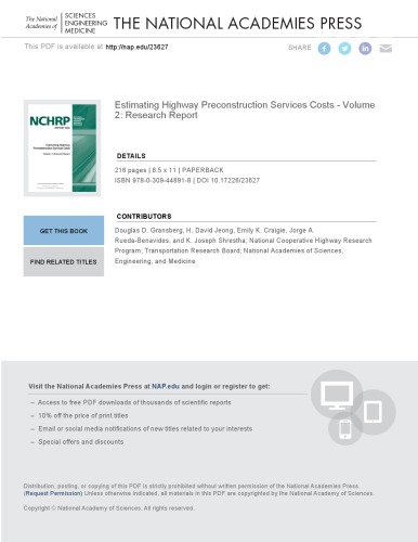 Estimating highway preconstruction services costs : volume 2 : research report