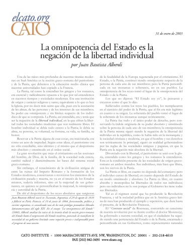 La omnipotencia del Estado es la negación de la libertad individual