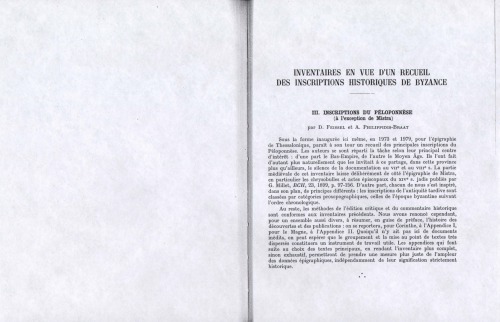 Inventaires en vue d’un recueil des inscriptions historiques de Byzance. III, Inscriptions du Péloponnèse (à l’exception de Mistra)