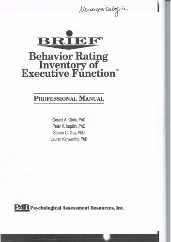 (BRIEF) Behavior Rating Inventory of Executive Function: Professional manual